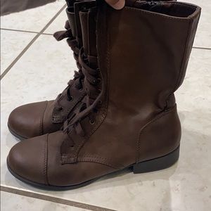 Brown combat boots